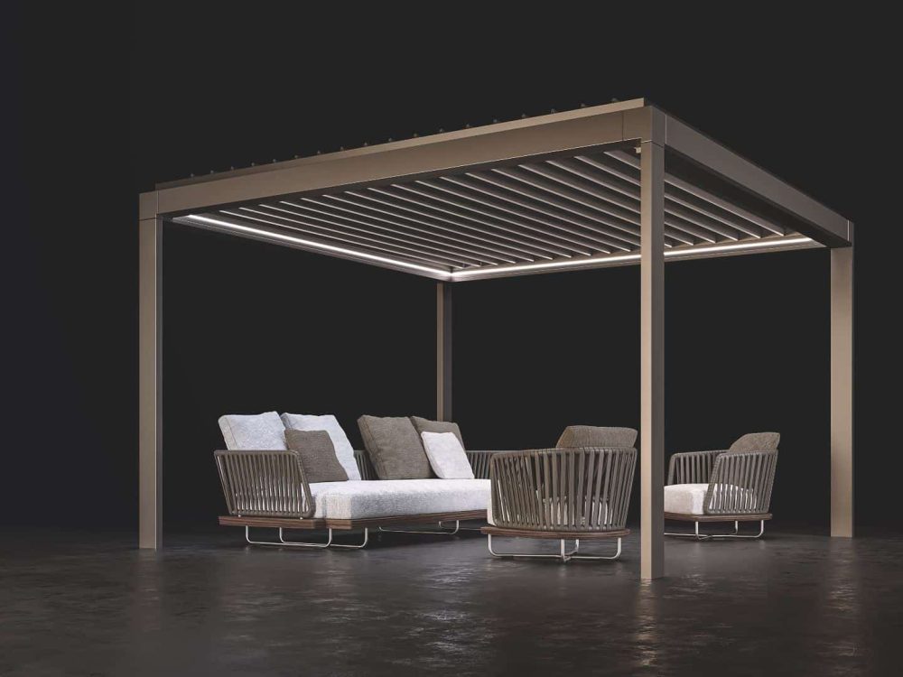 rendering-still-life-pergola-su-fondo-nero-e-con-arredamento